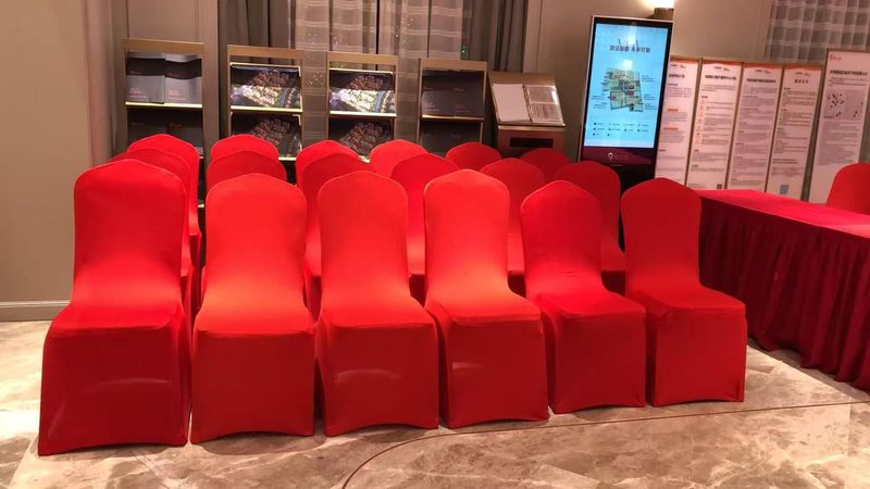 上海酒店宴会红色椅套将军椅实拍